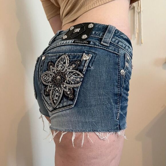Miss Me Low Rise Rhinestone Shorts - Picture 2 of 5